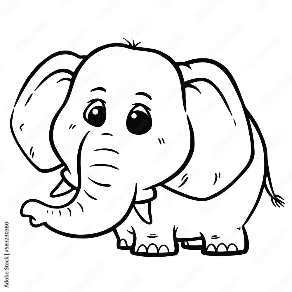 Fototapeta premium Vector illustration of Cartoon Elephant - Coloring book