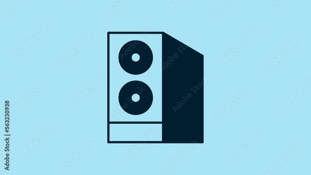 Blue Case of computer icon isolated on blue background. Computer server. Workstation. 4K Video motion graphic animation Blue Case of computer icon isolated on blue background. Computer server. Workstation. 4K Video motion graphic animation