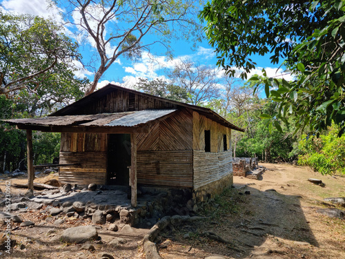 Panama, Caldera valley, Chiriqui province, wooden shack in the jungle