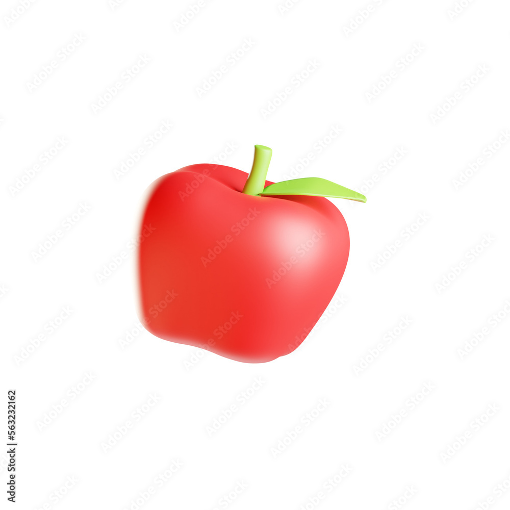 Red Apple 3D Illustration With Transparent Background Red Apple 3D Illustration With Transparent Background