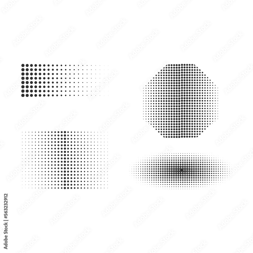 Collection of Dotted Halftone For Design Elements Vector