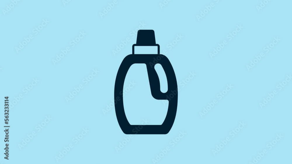 Blue Plastic bottle for laundry detergent, bleach, dishwashing liquid or another cleaning agent icon isolated on blue background. 4K Video motion graphic animation Blue Plastic bottle for laundry detergent, bleach, dishwashing liquid or another cleaning agent icon isolated on blue background. 4K Video motion graphic animation