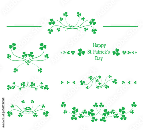 delimiters with green clover leaves - trefoil - vector design elements
