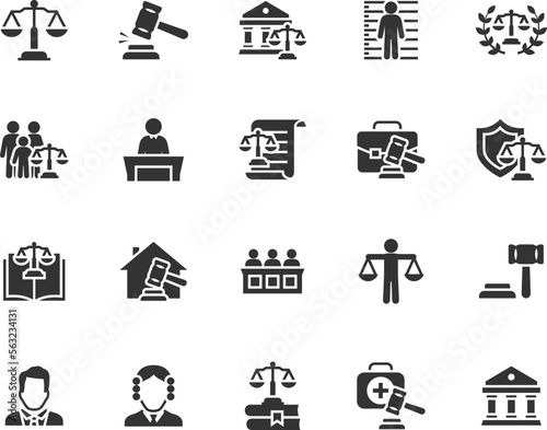 Fototapete Vector set of law flat icons