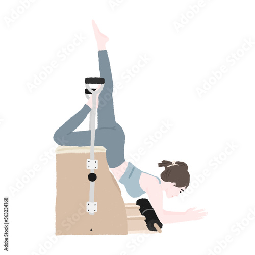 Pilates chair pose - a concept illustration of people doing pilates
