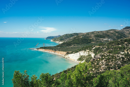 Spectacular coastline in the Gargano National Park in Puglia Italy.