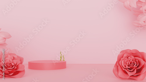 Elegant podium with flowers for product ads