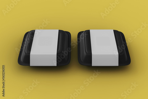 Two take away food container packaging box mockup