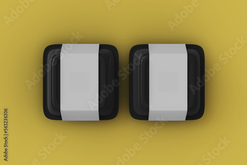 Two take away food container packaging box mockup