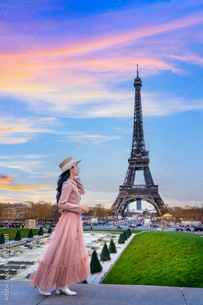 Tourist visiting paris city center and landmarks area, France.