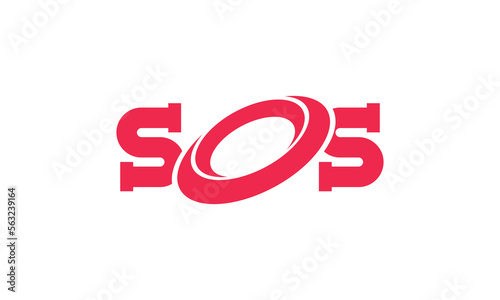 SOS original monogram logo design. SOS icon symbol button. Emergency help logo sign pictogram. Vector illustration image. Isolated on white background.