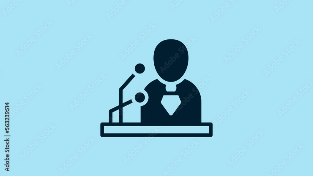 Blue Breaking news icon isolated on blue background. News on television. News anchor broadcasting. Mass media. Evening news. 4K Video motion graphic animation