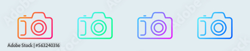 Camera line icon in gradient colors. Foto signs vector illustration.