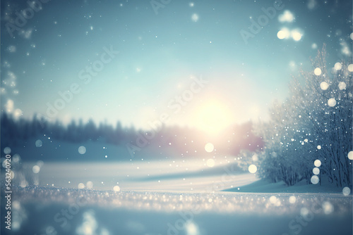 Winter Snow  Snow Flakes  Bokeh  Bright Background  Copy Space  Generative Ai