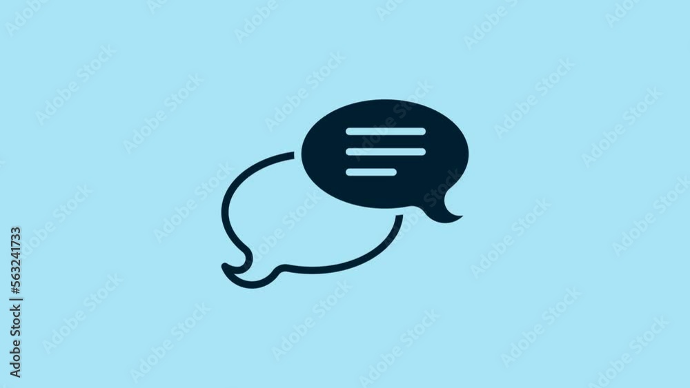Blue Speech bubble chat icon isolated on blue background. Message icon. Communication or comment chat symbol. 4K Video motion graphic animation Blue Speech bubble chat icon isolated on blue background. Message icon. Communication or comment chat symbol. 4K Video motion graphic animation