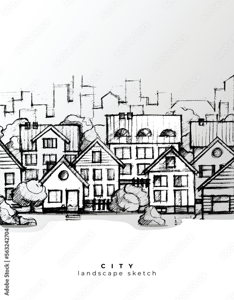 City scape hand drawing. Vector illustration
