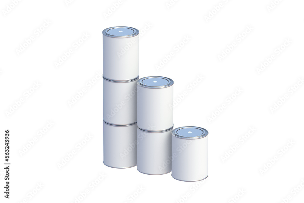 Stack of paint cans isolated on white background. 3d render Stack of paint cans isolated on white background. 3d render