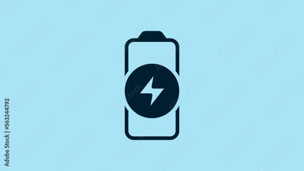 Blue Battery charge level indicator icon isolated on blue background. 4K Video motion graphic animation Blue Battery charge level indicator icon isolated on blue background. 4K Video motion graphic animation