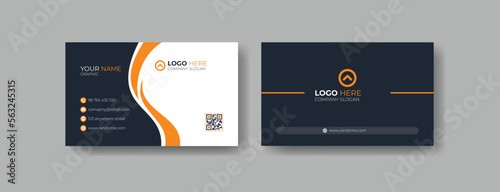 Black and orange simple clean business card layout design