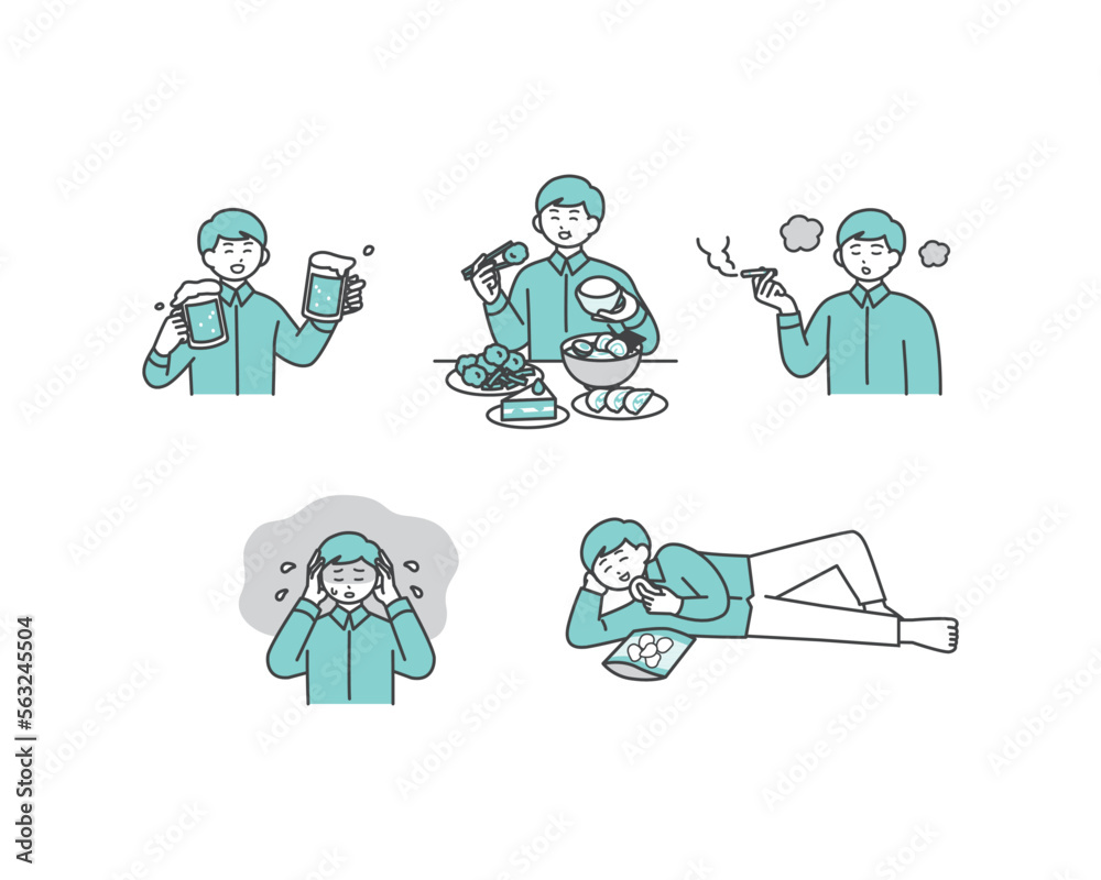 生活習慣を引き起こす習慣のイメージイラスト素材 Stock Vector | Adobe Stock