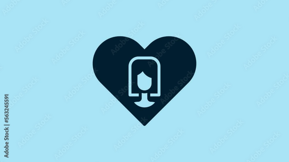 Blue Heart with female icon isolated on blue background. Venus symbol. The symbol for a female organism or woman. 4K Video motion graphic animation Blue Heart with female icon isolated on blue background. Venus symbol. The symbol for a female organism or woman. 4K Video motion graphic animation