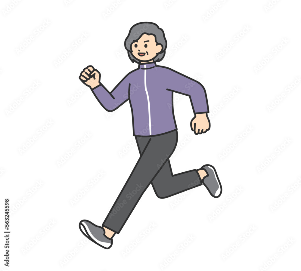 ランニングをする女性のイラスト素材