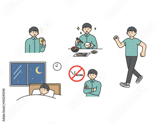 生活習慣を予防する習慣のイメージイラスト素材