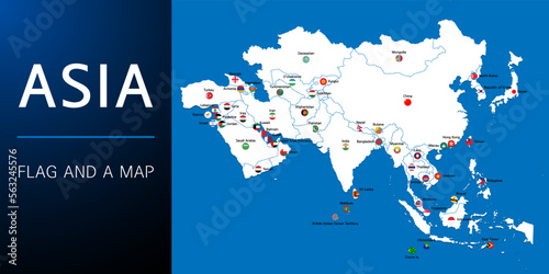 Map and Flag of Asia