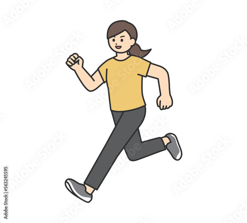 ランニングをする女性のイラスト素材