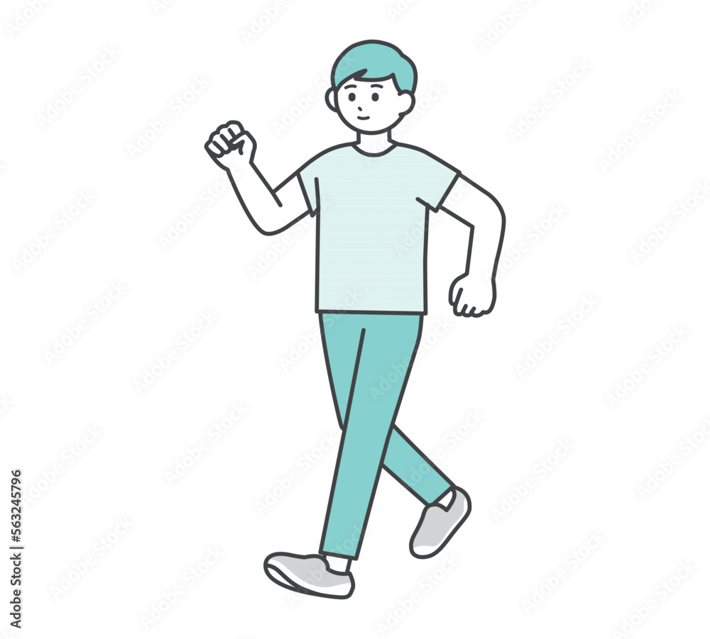 ウォーキングをする男性のイラスト素材 ウォーキングをする男性のイラスト素材