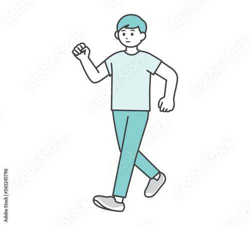 ウォーキングをする男性のイラスト素材