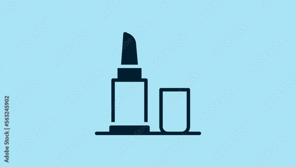 Blue Lipstick icon isolated on blue background. 4K Video motion graphic animation Blue Lipstick icon isolated on blue background. 4K Video motion graphic animation