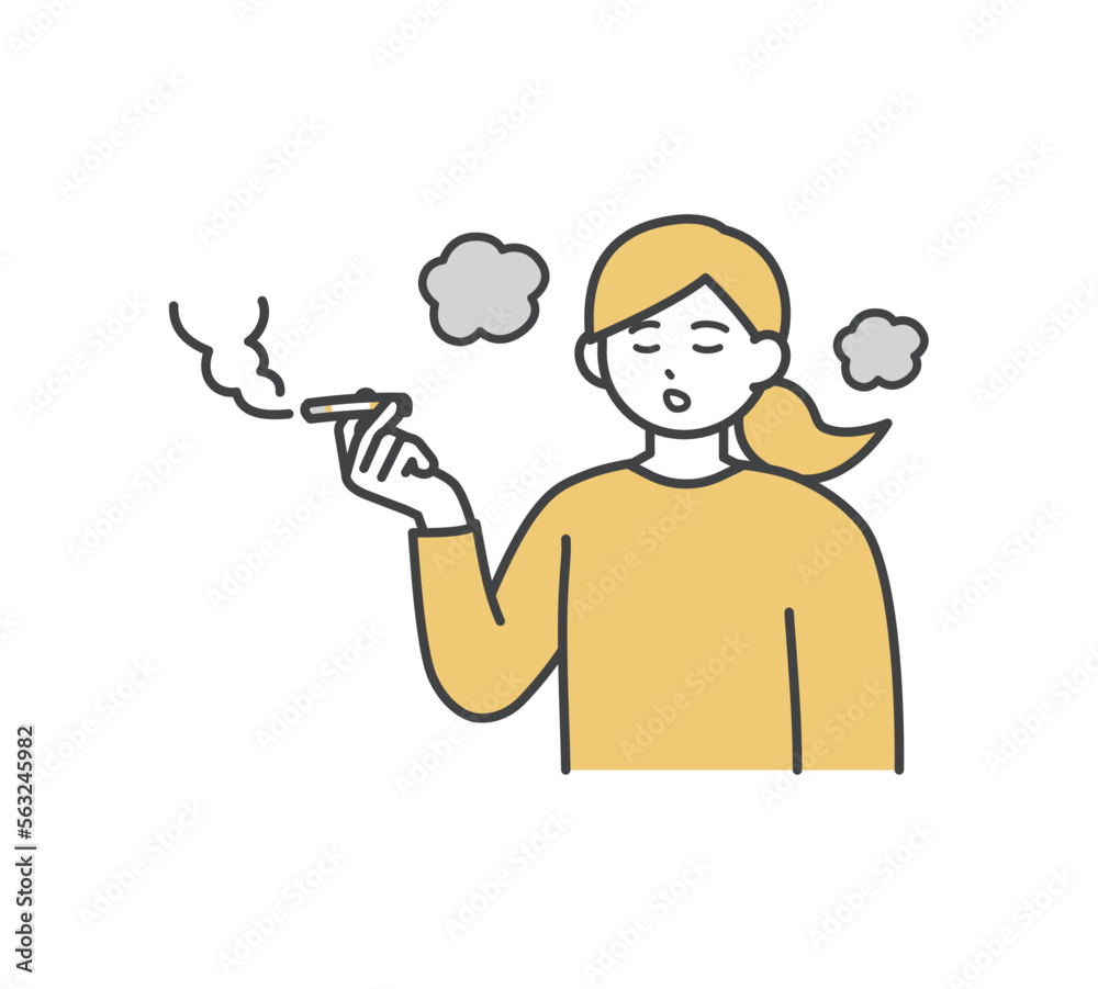 煙草を吸う女性のイラスト素材