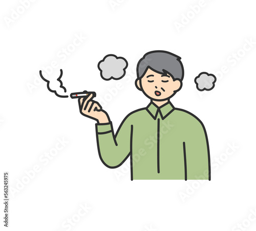 煙草を吸う男性のイラスト素材