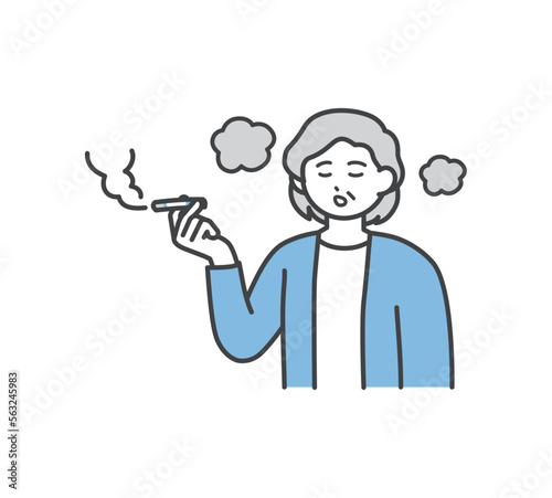 煙草を吸う女性のイラスト素材