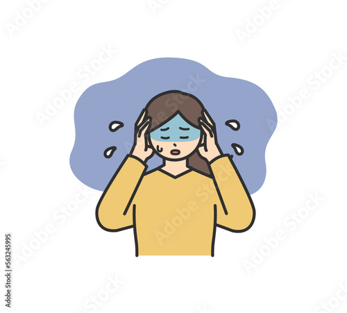 ストレスに悩む女性のイラスト素材
