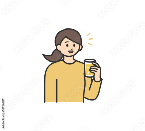 お酒を飲む女性のイラスト素材素材