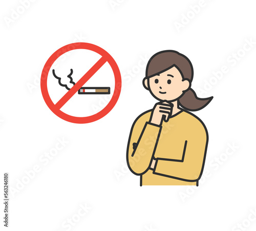 煙草を吸う女性のイラスト素材