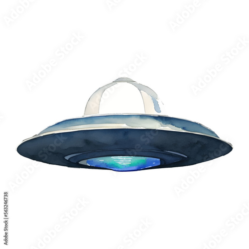 ufo ship digital drawing with watercolor style illustration