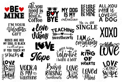 Big collection of Valentine's day typography, sayings, and stickers flat vector. Valentine quotes elements set.
