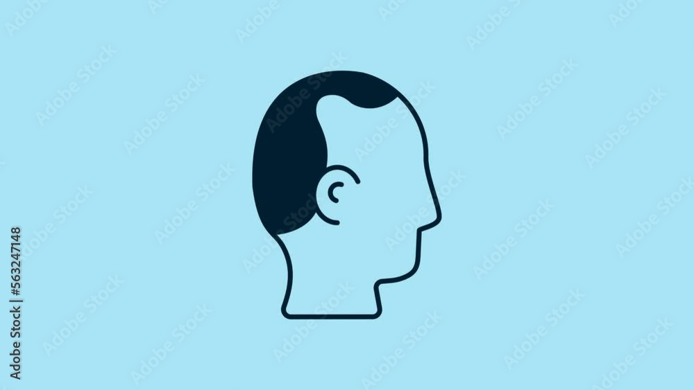 Blue Baldness icon isolated on blue background. Alopecia. 4K Video motion graphic animation