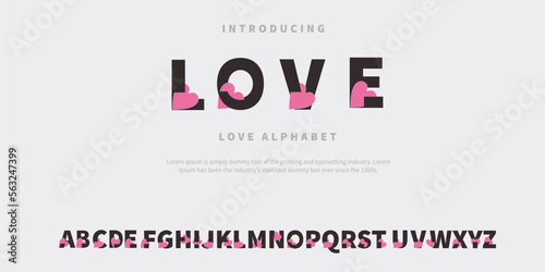 Set alphabet A to Z with love symbol