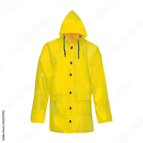 yellow rain coat digital drawing with watercolor style illustration