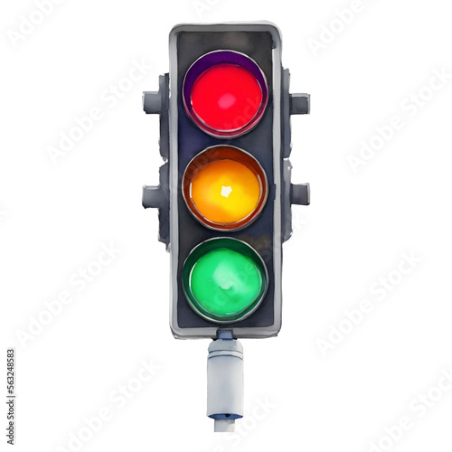 traffic light digital drawing with watercolor style illustration