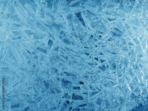Bizarre ice on the frozen Baltic Sea in winter closeup