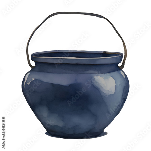 cauldron digital drawing with watercolor style illustration
