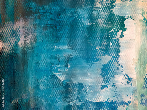 Abstract blurred background in blue and white tone. Fragment of a drawing on canvas.