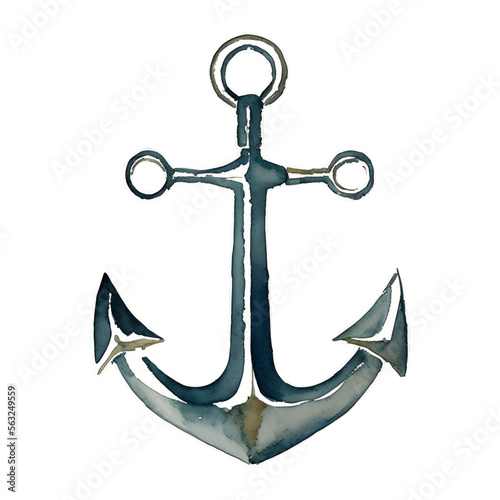 anchor digital drawing with watercolor style illustration