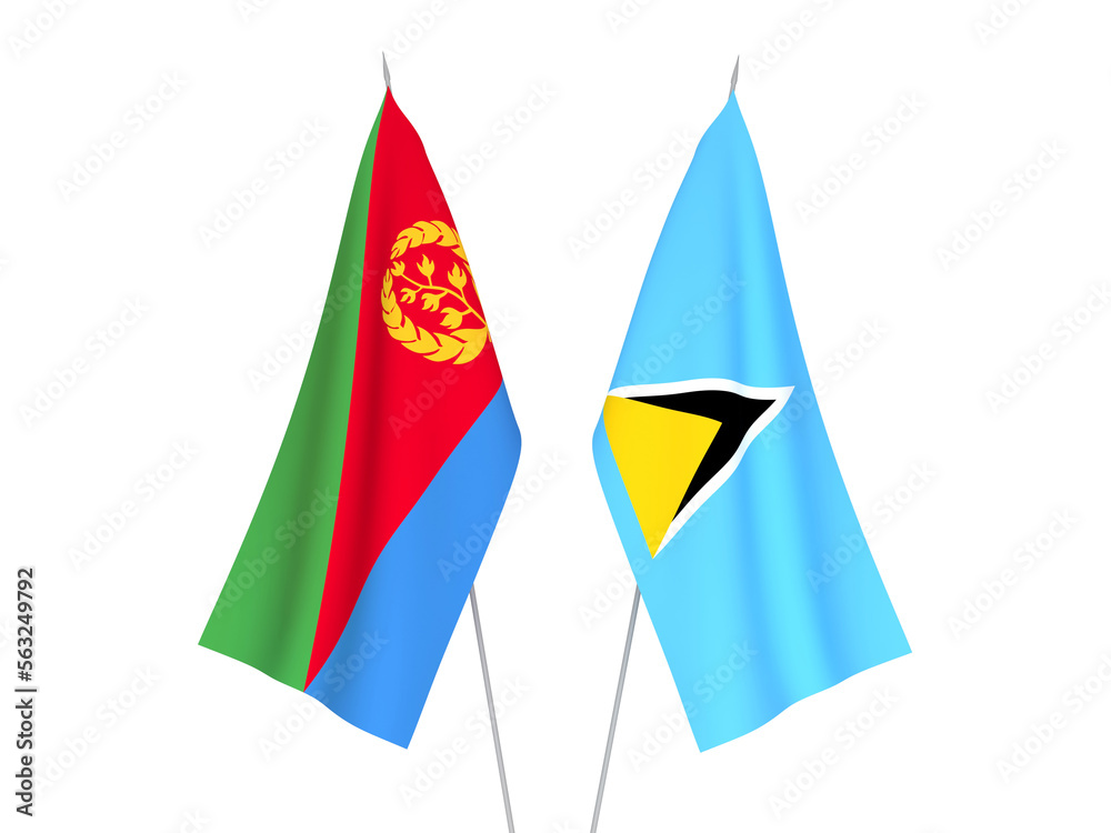Obraz premium Saint Lucia and Eritrea flags