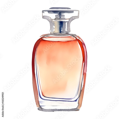 perfume bottle digital drawing with watercolor style illustration